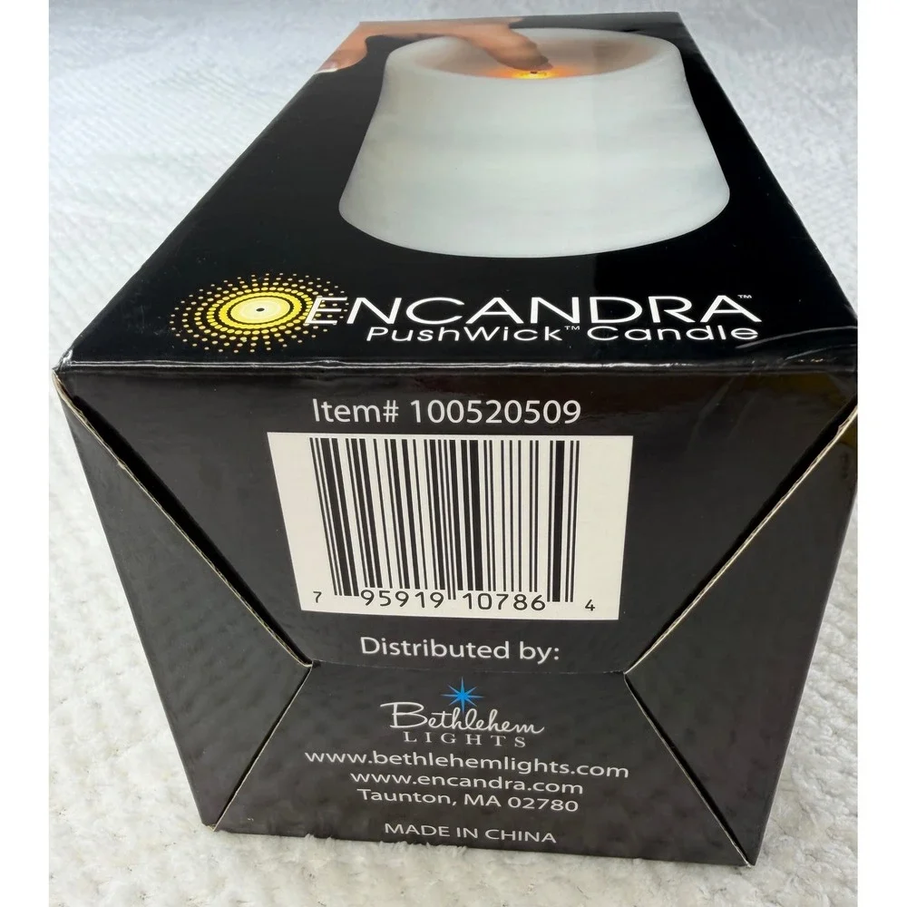 Encandra Liown PushWick Flameless Wax Candle White LED Pillar 100520509